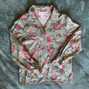 Pendleton Vintage Women’s Floral long sleeve button down blouse wool blend 8